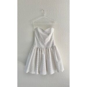 C.W. Designs Strapless Lace Mini Dress Women XS White Vintage 90s Prom